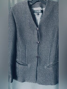 EMANUEL UNGARO  Wool-Blend Textured Black Jacket/suit